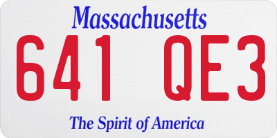 MA license plate 641QE3