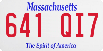 MA license plate 641QI7