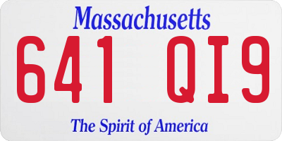 MA license plate 641QI9