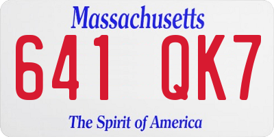 MA license plate 641QK7
