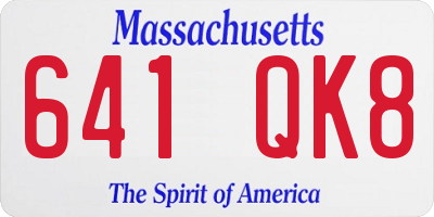 MA license plate 641QK8