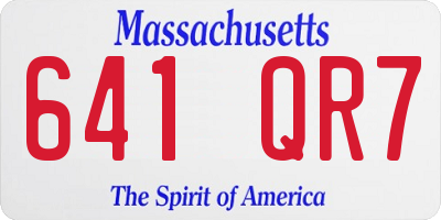 MA license plate 641QR7