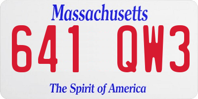 MA license plate 641QW3