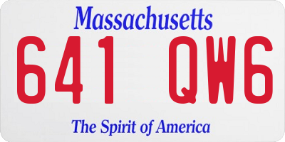 MA license plate 641QW6
