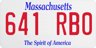 MA license plate 641RB0