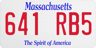 MA license plate 641RB5