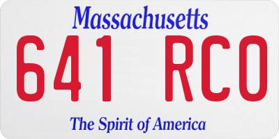 MA license plate 641RC0