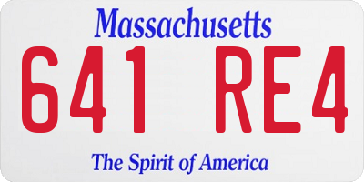 MA license plate 641RE4