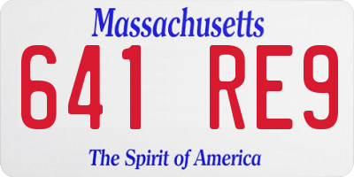 MA license plate 641RE9