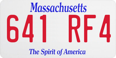 MA license plate 641RF4