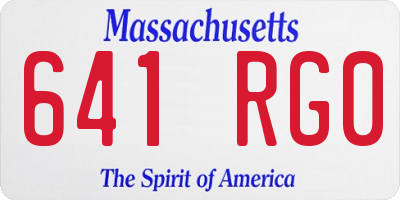 MA license plate 641RG0