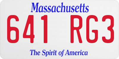 MA license plate 641RG3
