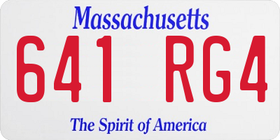 MA license plate 641RG4