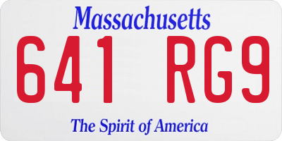 MA license plate 641RG9