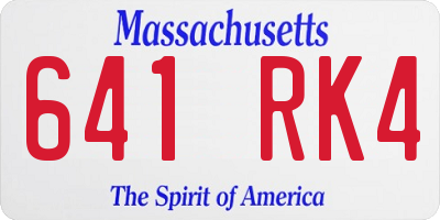 MA license plate 641RK4