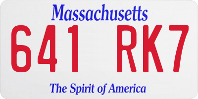 MA license plate 641RK7