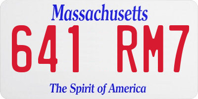 MA license plate 641RM7