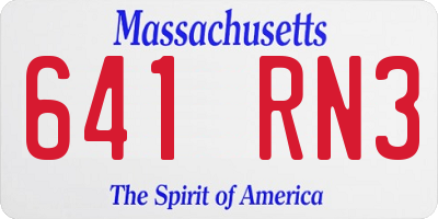 MA license plate 641RN3