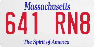 MA license plate 641RN8