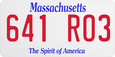 MA license plate 641RO3