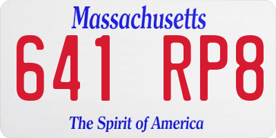 MA license plate 641RP8