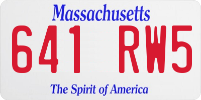MA license plate 641RW5