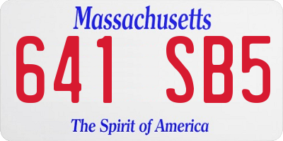 MA license plate 641SB5