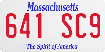 MA license plate 641SC9