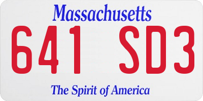 MA license plate 641SD3
