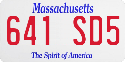 MA license plate 641SD5