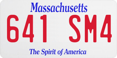 MA license plate 641SM4