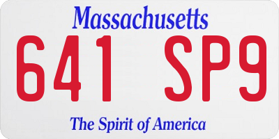 MA license plate 641SP9