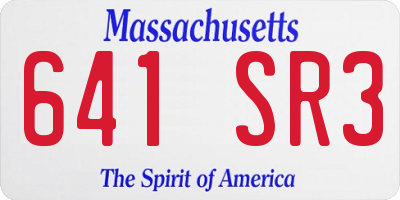 MA license plate 641SR3