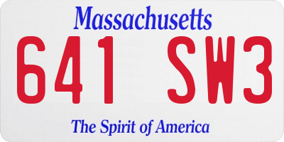 MA license plate 641SW3