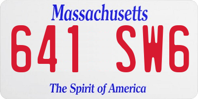 MA license plate 641SW6