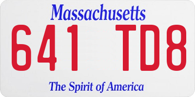 MA license plate 641TD8