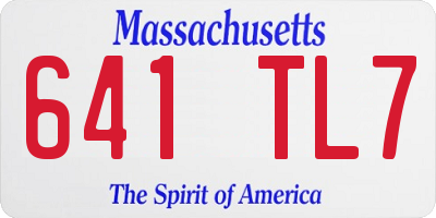 MA license plate 641TL7
