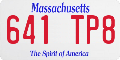MA license plate 641TP8