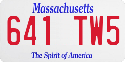 MA license plate 641TW5