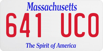 MA license plate 641UC0