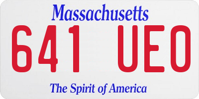 MA license plate 641UE0