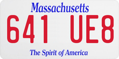 MA license plate 641UE8