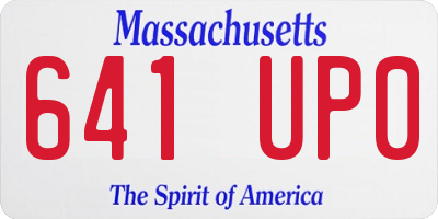 MA license plate 641UP0