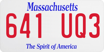 MA license plate 641UQ3