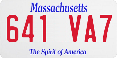 MA license plate 641VA7