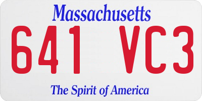 MA license plate 641VC3