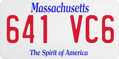 MA license plate 641VC6