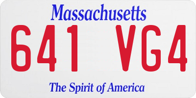 MA license plate 641VG4