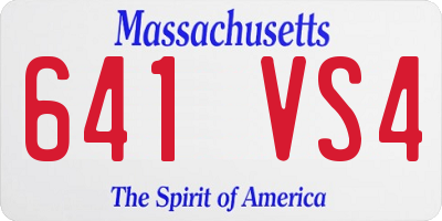 MA license plate 641VS4