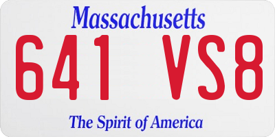 MA license plate 641VS8